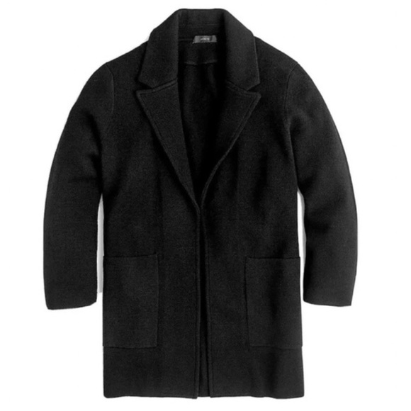 J Crew Open Front Sweater Blazer Black XS Merino Wool Knit Cardigan G7746 - Picture 3 of 13
